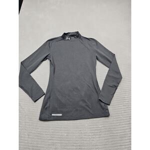Under Armour Shirt Womens Medium Fitted Cold Gear Mock Compression Gray